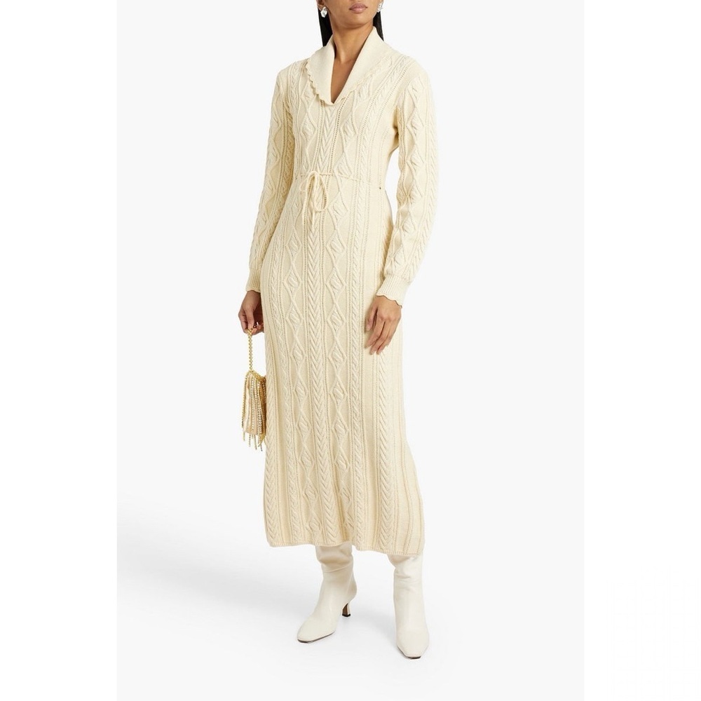 NWT Rixo Lexie Cable-Knit Cotton-Blend Midi Dress Sz 4